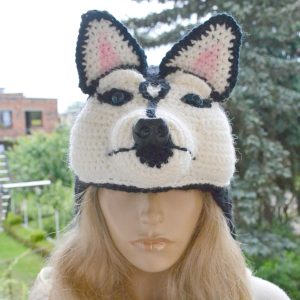 Czapka uszatka husky 6 z brwiami