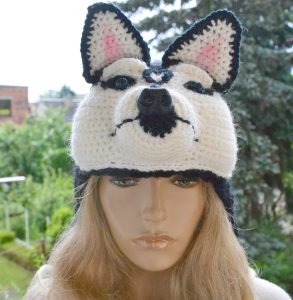 Czapka uszatka husky 6 z brwiami