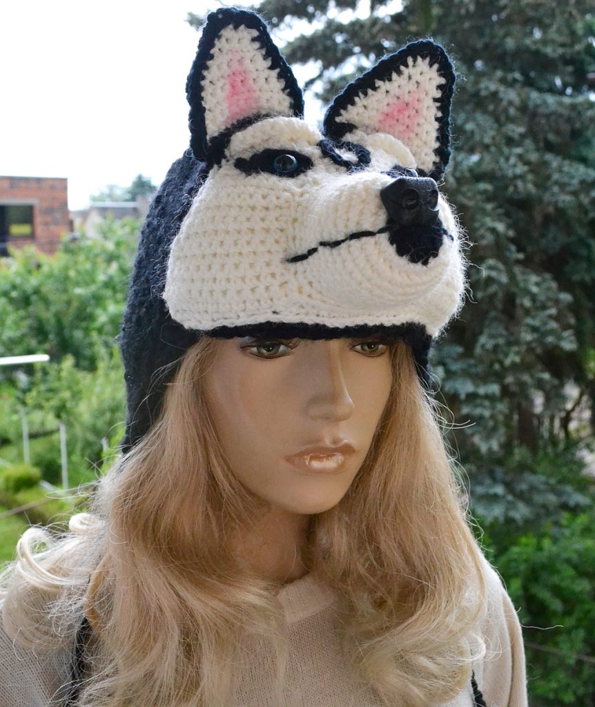 Czapka uszatka husky 6 z brwiami