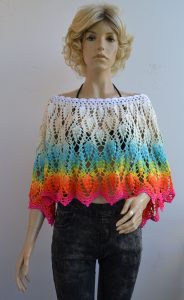Poncho / narzutka tęczowy liść
