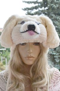 Czapka uszatka golden retriever futerkowy 1