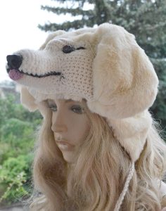 Czapka uszatka golden retriever futerkowy 1