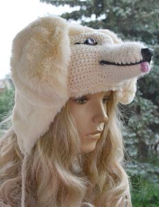 Czapka uszatka golden retriever futerkowy 1