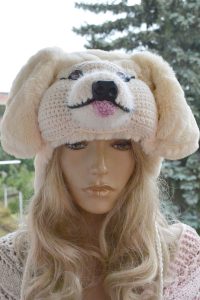 Czapka uszatka golden retriever futerkowy 1