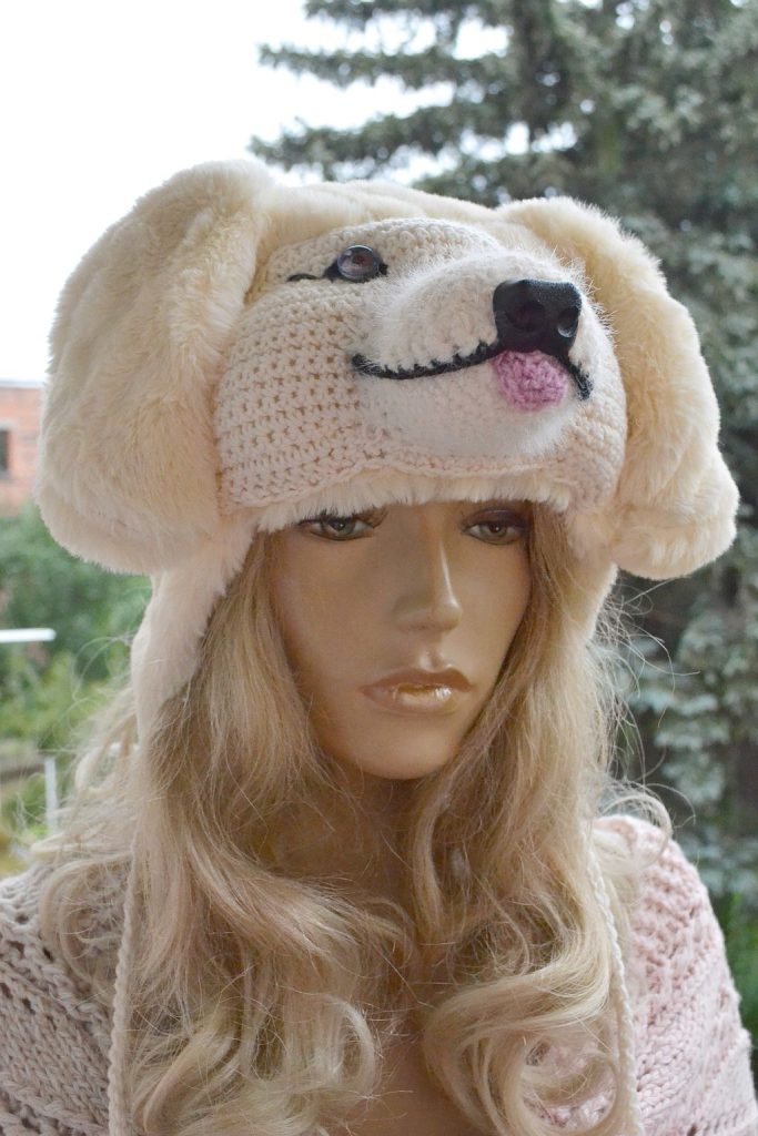 Czapka uszatka golden retriever futerkowy 1