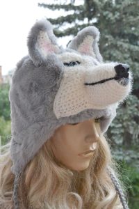 Czapka uszatka szary husky futerkowy 1