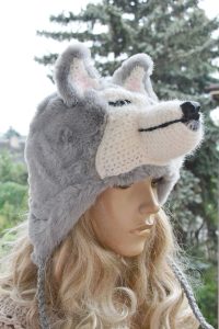 Czapka uszatka szary husky futerkowy 1