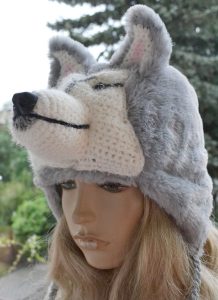 Czapka uszatka szary husky futerkowy 1