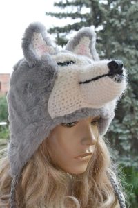 Czapka uszatka szary husky futerkowy 1