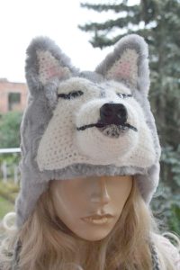 Czapka uszatka szary husky futerkowy 1