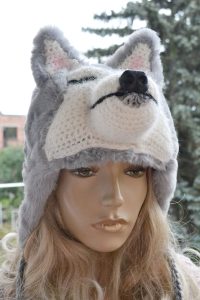 Czapka uszatka szary husky futerkowy 1