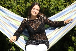 Czarna szydełkowa tunika handmade